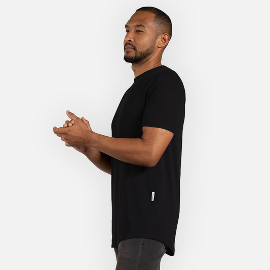 Signature Tee Curved Hem - Black