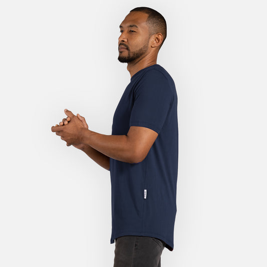 Signature Tee Curved Hem - Navy