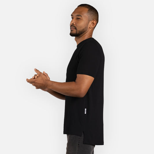 Signature Tee Split Hem - Black