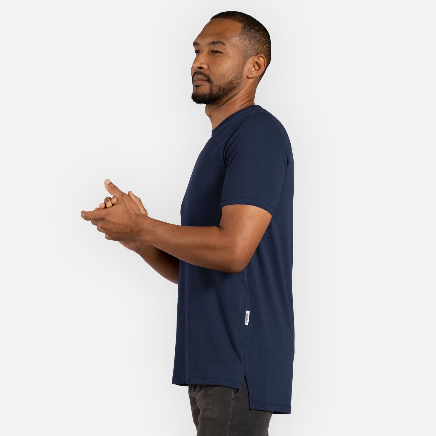 Signature Tee Split Hem - Navy