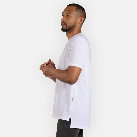 Signature Tee Split Hem - White