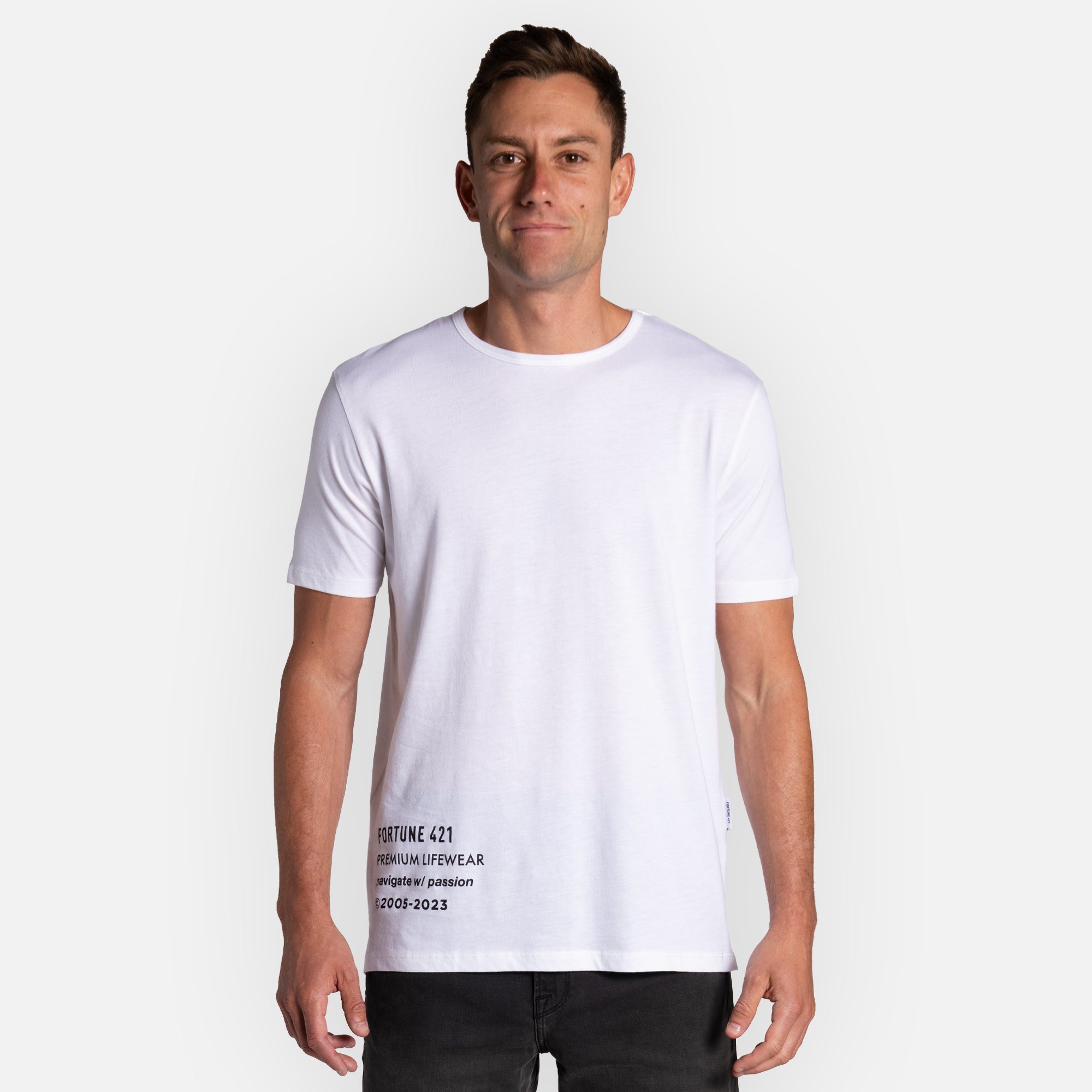 Character Tee Split Hem - White